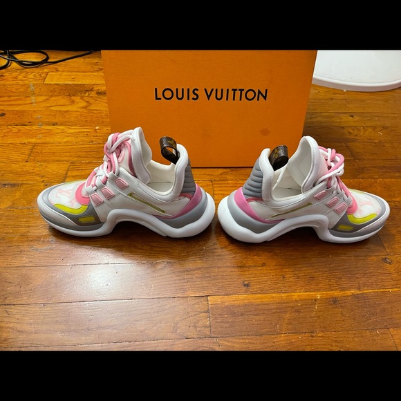 Pink white and yellow Louis Vuitton lv arch-light sneakers - Picture 6 of 8